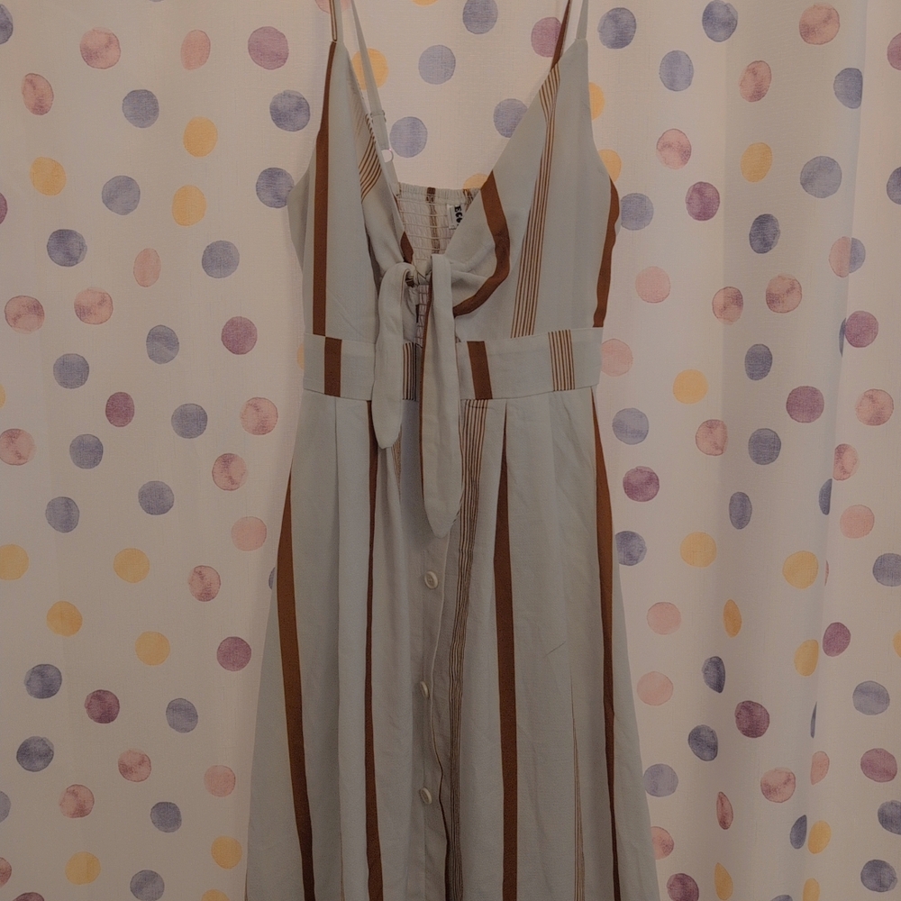 Stylish Striped Dress in Brown And White